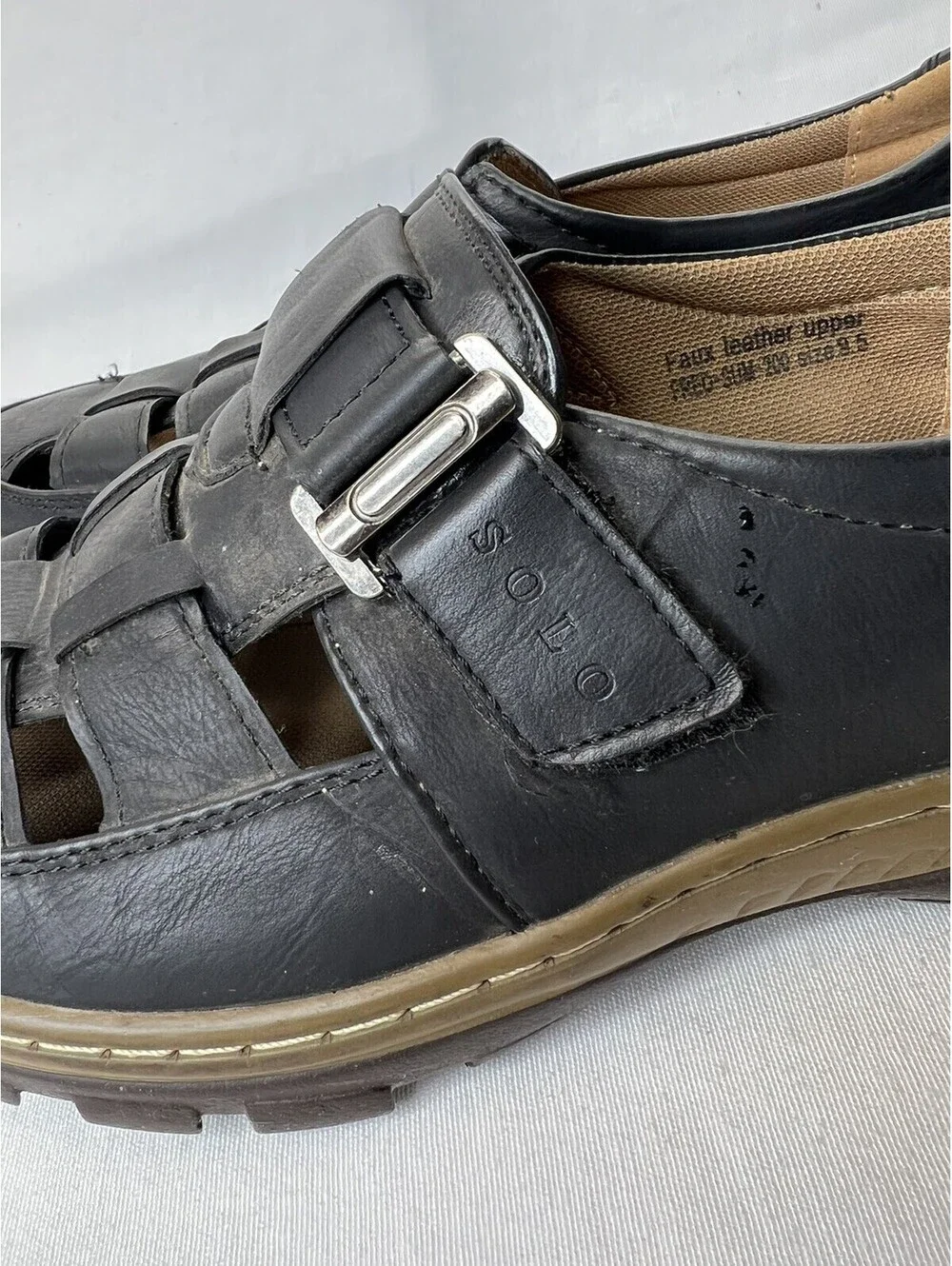 Solo Men Fisherman Sandals Black Leather - Size 9.5 Good Condition!